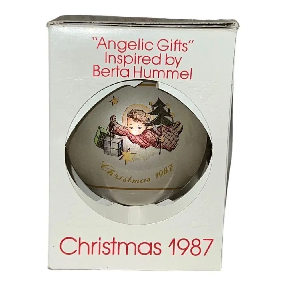 Schmid Berta Hummel Angelic Gifts 1987 Christmas Glass Ornament W Box